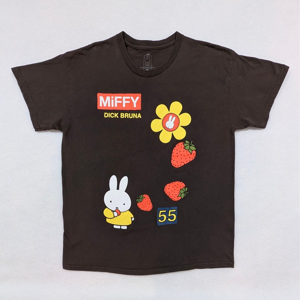 Goodie Two Sleeves Miffy Dick Bruna 55th Anniversary Mens T-Shirt Size L Brown